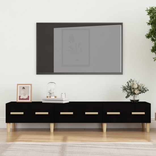 Televizoriaus spintelė, juoda, 150x34,5x30cm, apdirbta mediena