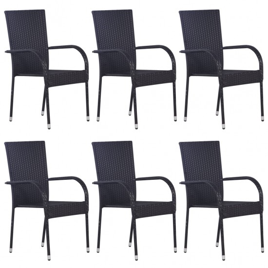 Sudedamos lauko kėdės, 6vnt., juodos spalvos, poliratanas