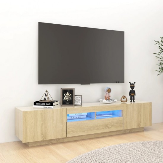 Televizoriaus spintelė su LED apšvietimu, ąžuolo, 180x35x40cm