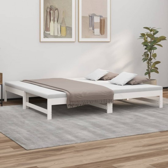 Ištraukiama lova, balta, 2x(100x200)cm, pušies medienos masyvas
