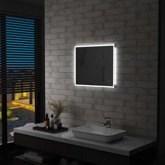 Sieninis vonios kambario veidrodis su LED ir jutikliu, 60x50cm