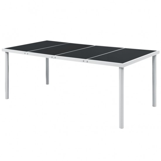 Sodo stalas, juodas, 190x90x74cm, plienas