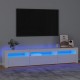 TV spintelė su LED apšvietimu, balta, 195x35x40cm, blizgi