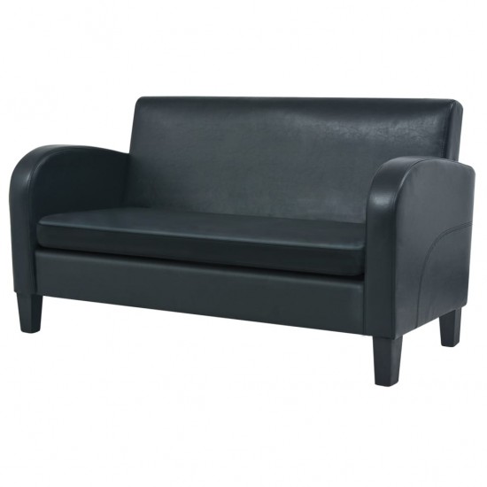 Dvivietė sofa, dirbtinė oda, juoda