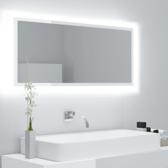 Vonios LED veidrodis, baltas, 100x8,5x37cm, akrilas, blizgus