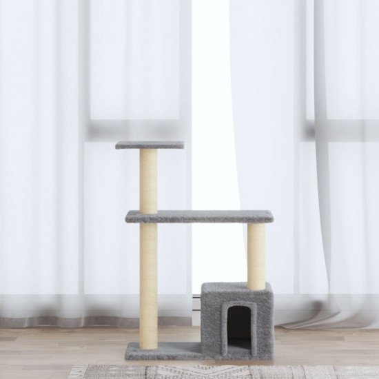 Draskyklė katėms su stovais iš sizalio, šviesiai pilka, 70cm