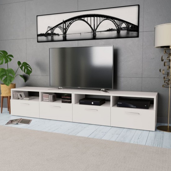 2 TV spintelės, med. drožlių plokštė, 95x35x36cm, ąž. ir balta