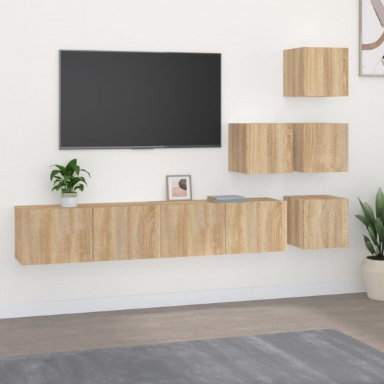 Sieninė televizoriaus spintelė, ąžuolo, apdirbta mediena
