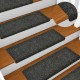 Laiptų kilimėliai, 15vnt., pilkos spalvos, 65x21x4 cm