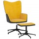 Poilsio kėdė su pakoja, garstyčių geltona, aksomas ir PVC