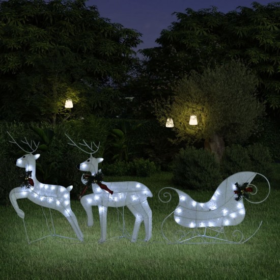 Kalėdų dekoracija elniai ir rogės, baltos spalvos, 60 LED