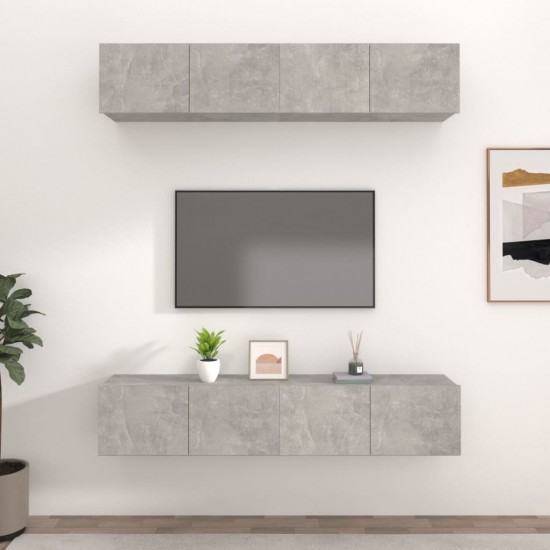 TV spintelės, 4vnt., betono pilkos, 80x30x30cm, mediena