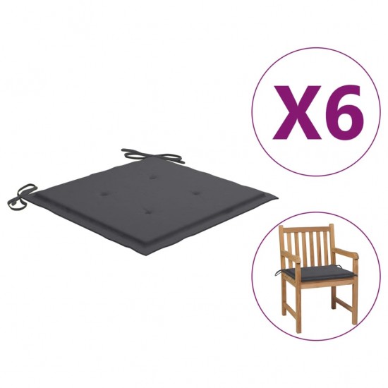 Sodo kėdės pagalvėlės, 6vnt., antracito, 50x50x3cm, audinys