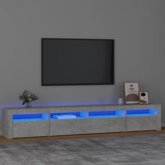 TV spintelė su LED apšvietimu, betono pilka, 240x35x40cm