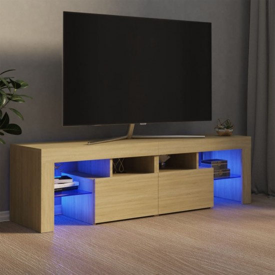 Televizoriaus spintelė su LED apšvietimu, ąžuolo, 140x36,5x40cm