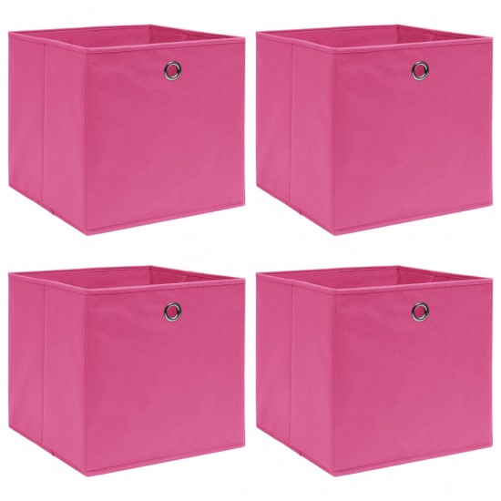 Daiktadėžės, 4vnt., rožinės spalvos, 32x32x32cm, audinys