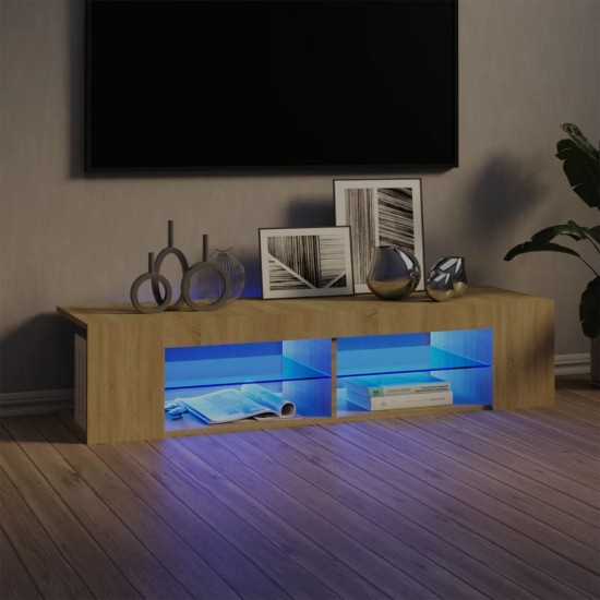 Televizoriaus spintelė su LED apšvietimu, ąžuolo, 135x39x30cm