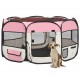 Sulankstomas aptvaras šunims su krepšiu, rožinis, 125x125x61cm