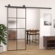 Stumdomos durys, juodos, 90x205cm, aliuminis ir ESG stiklas