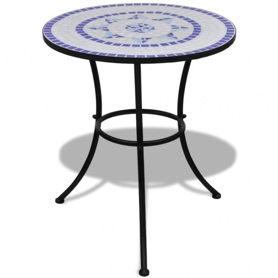 Bistro staliukas, mėlynos ir baltos sp., 60cm, mozaikos raštas