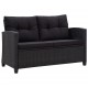 Dvivietė sodo sofa su pagalvėlėmis, juoda, 124cm, poliratanas