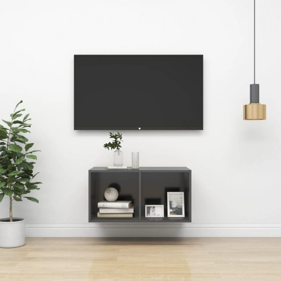 Prie sienos montuojama TV spintelė, pilka, 37x37x72 cm, MDP