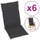 Sodo kėdės pagalvėlės, 6vnt., antracito, 120x50x3cm, audinys
