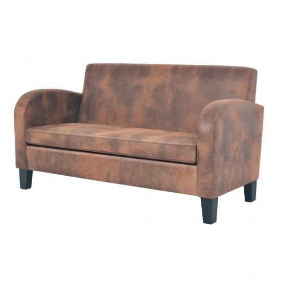 Dvivietė sofa, dirbtinė zomšos oda, ruda