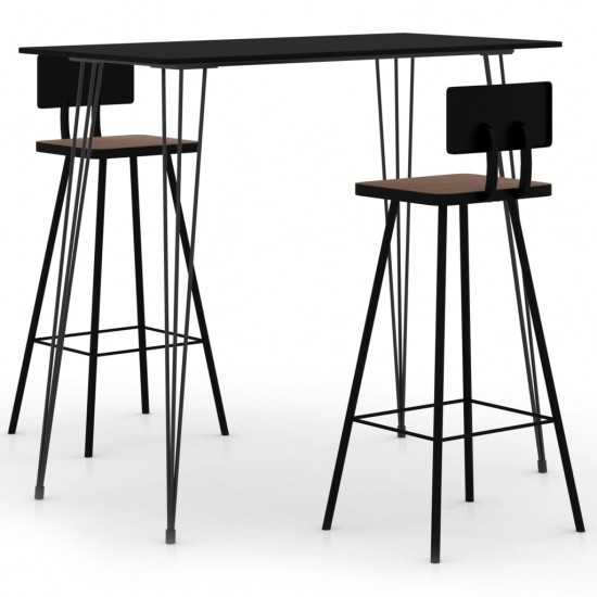 Baro baldų komplektas, 3 dalių, juodos spalvos (248143+245390)