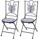 Sulankstomos bistro kėdės, 2 vnt., keramika, mėlyna ir balta