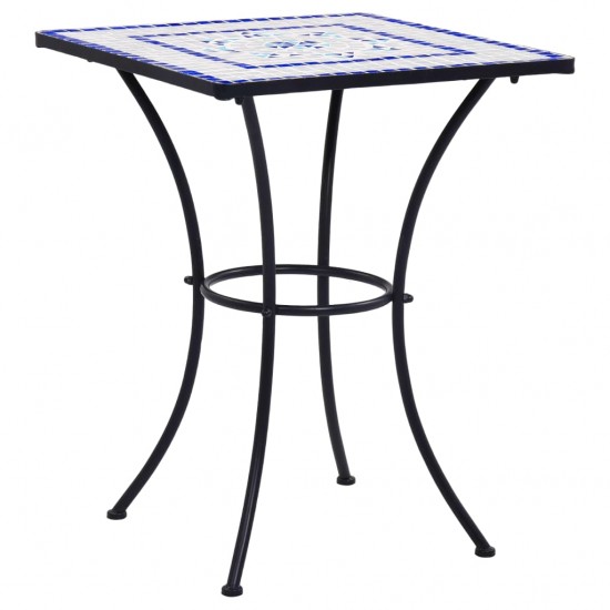 Mozaikinis bistro staliukas, mėlynas/baltas, 60cm, keramika