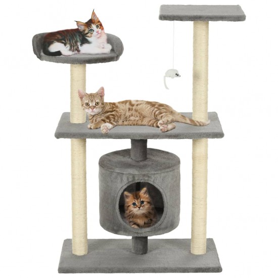 Draskyklė katėms su stovu iš sizalio, 95cm, pilka