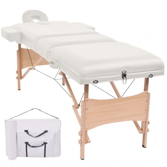 Sulankstomas masažo stalas, baltas, 3 zonų, 10cm storio