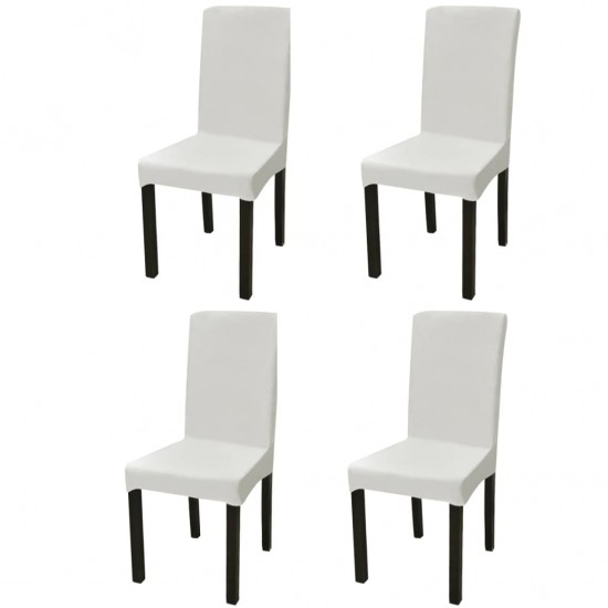 Tiesūs įtempiami kėdžių užvalkalai, 4vnt., kreminės spalvos