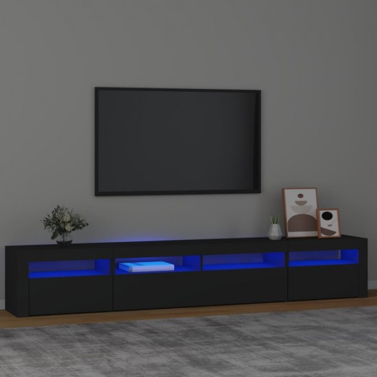 Televizoriaus spintelė su LED apšvietimu, juoda, 240x35x40cm