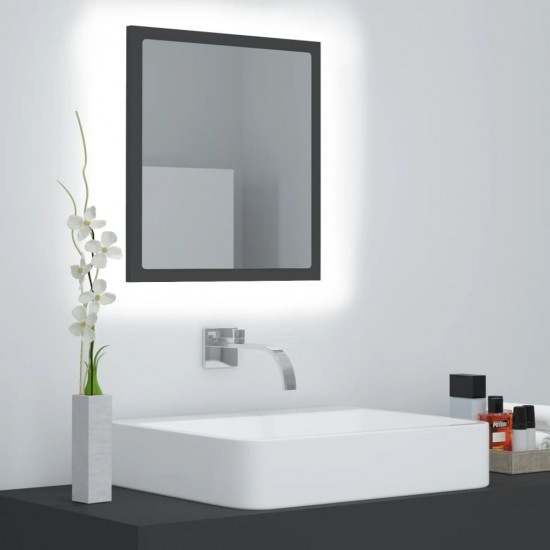 Vonios kambario LED veidrodis, pilkas, 40x8,5x37cm, akrilas