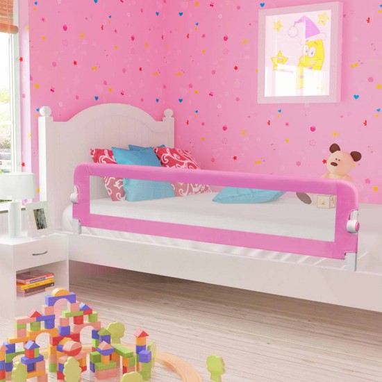 Apsauginis turėklas vaiko lovai, rožinis, 180x42cm, poliesteris