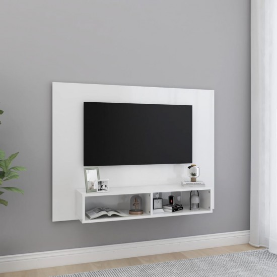 Sieninė TV spintelė, balta, 120x23,5x90cm, MDP, blizgi