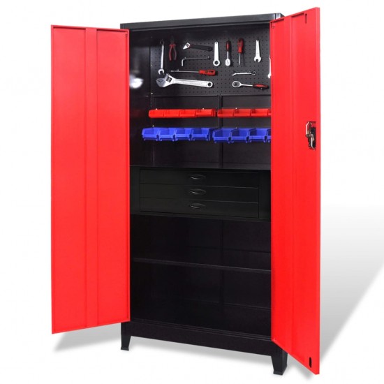 Spintelė įrankiams, raudona ir juoda, 90x40x180cm, plienas