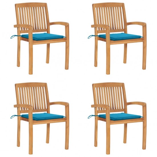 Sudedamos sodo kėdės su pagalvėlėmis, 4vnt., tikmedžio masyvas