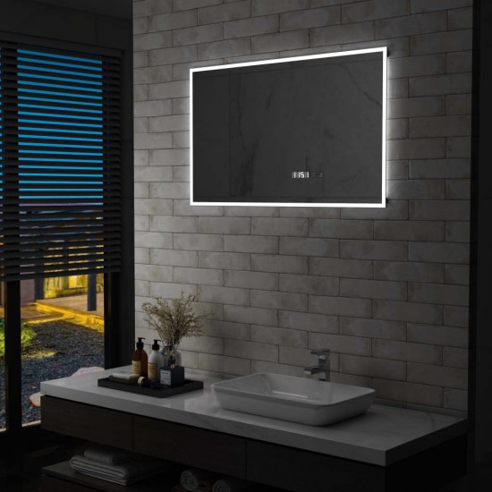 Vonios kambario LED veidrodis su jutikliu/laikrodžiu, 100x60cm