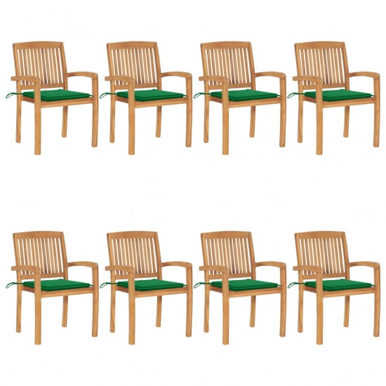 Sudedamos sodo kėdės su pagalvėlėmis, 8vnt., tikmedžio masyvas