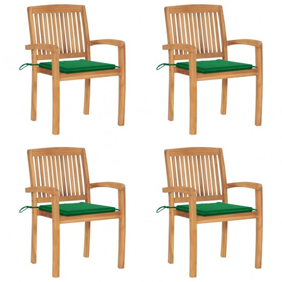 Sudedamos sodo kėdės su pagalvėlėmis, 4vnt., tikmedžio masyvas