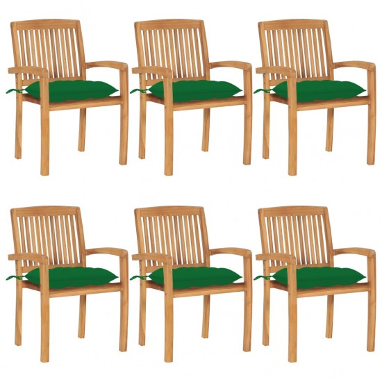 Sudedamos sodo kėdės su pagalvėlėmis, 6vnt., tikmedžio masyvas