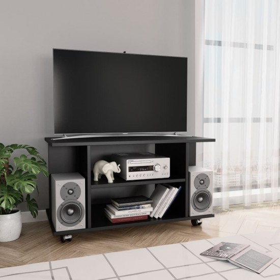 TV spintelė su ratukais, juodos spalvos, 80x40x40 cm, MDP