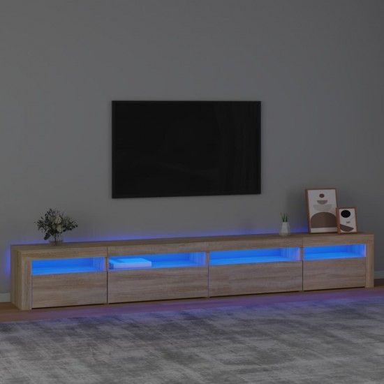 Televizoriaus spintelė su LED apšvietimu, ąžuolo, 270x35x40cm