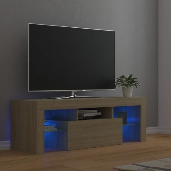 Televizoriaus spintelė su LED apšvietimu, ąžuolo, 120x35x40cm