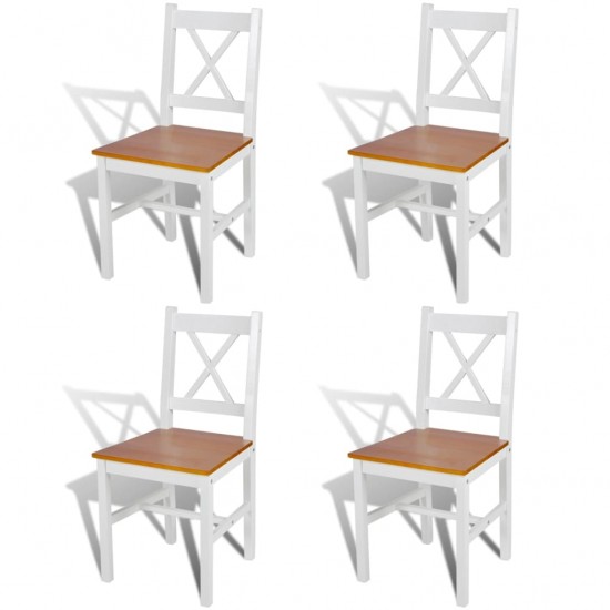 Valgomojo kėdės, 4 vnt., baltos, pušies mediena