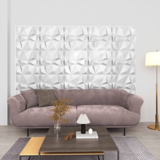 3D sienų plokštės, 24vnt., deimantų baltos, 50x50cm, 6m²