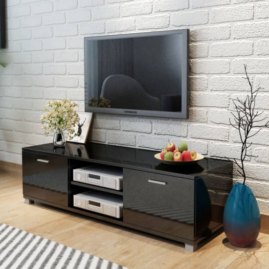 TV staliukas, juodas, labai blizgus, 140x40,3x34,7cm